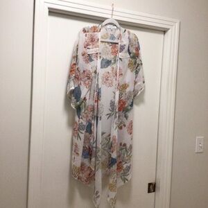 Womens Emory Park Open Front Kimono Floral Short Sleeves